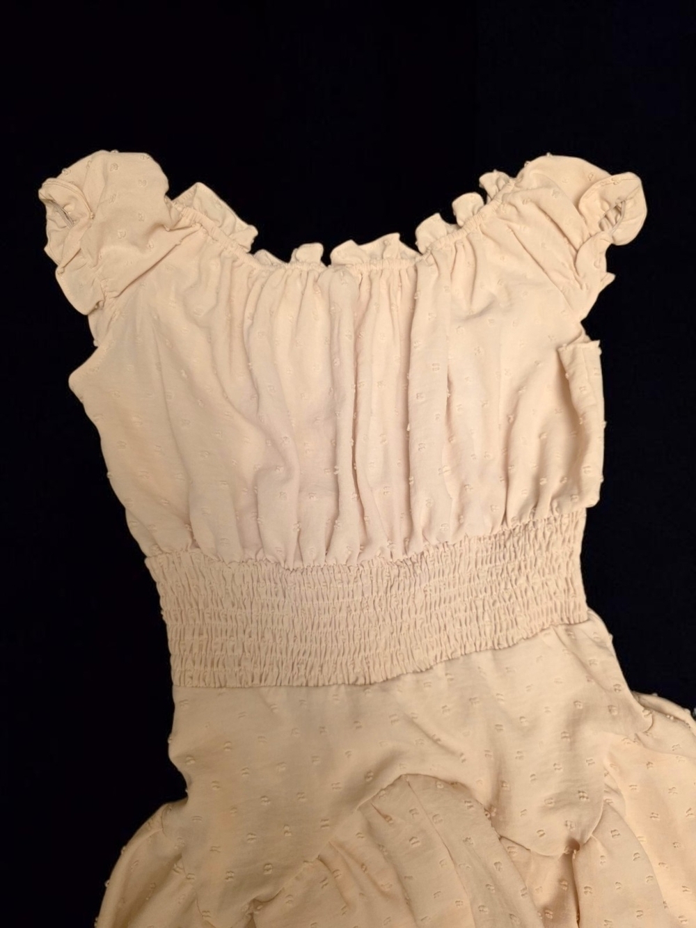 Source Unknown Off-Shoulder Ruffle Mini Dress in Cream - Picture 13 of 15
